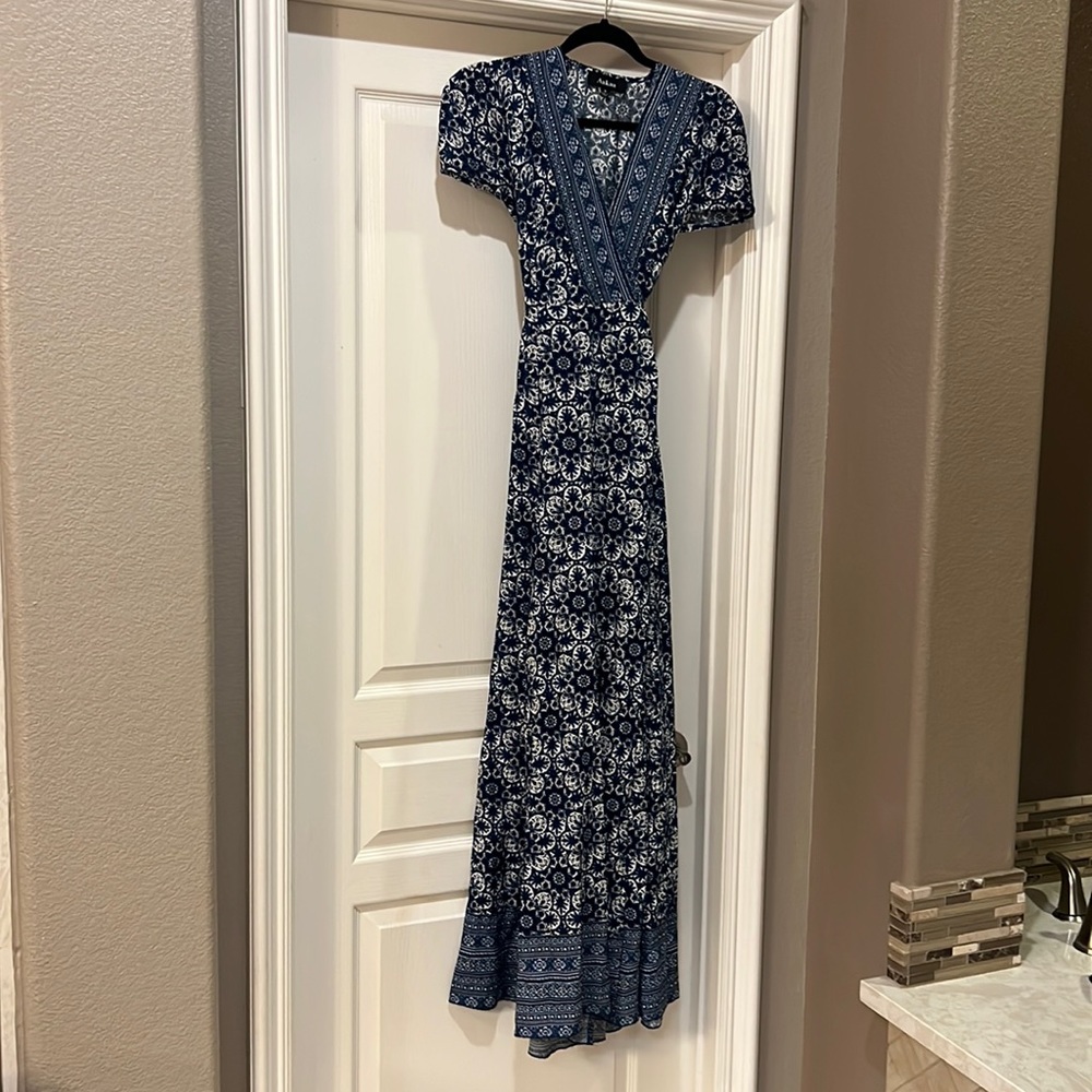 Wrap Dress from Vici Dolls. Small, adjustable, bump friendly.